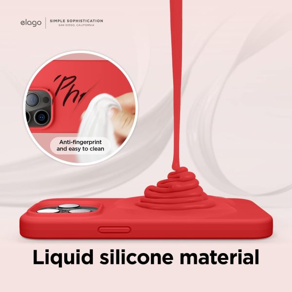 iPhone 14 Pro Max Liquid Silicon Case by elago Full Body Protective Cover, Shockproof, Slim Phone Case, Anti-Scratch Soft Microfiber Lining - Red - Image 5