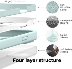 iPhone 14 Pro Max Liquid Silicon Case by elago Full Body Protective Cover, Shockproof, Slim Phone Case, Anti-Scratch Soft Microfiber Lining - Mint - Image 6