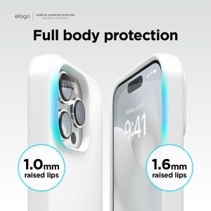 iPhone 14 Pro Max Liquid Silicon Case by elago Full Body Protective Cover, Shockproof, Slim Phone Case, Anti-Scratch Soft Microfiber Lining - White - Image 6