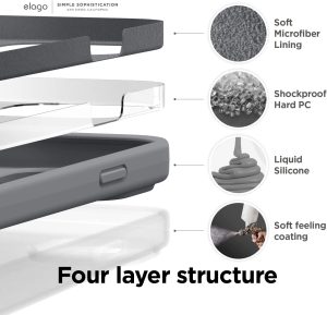 iPhone 14 Pro Max Liquid Silicon Case by elago Full Body Protective Cover, Shockproof, Slim Phone Case, Anti-Scratch Soft Microfiber Lining - Dark Grey - Image 3