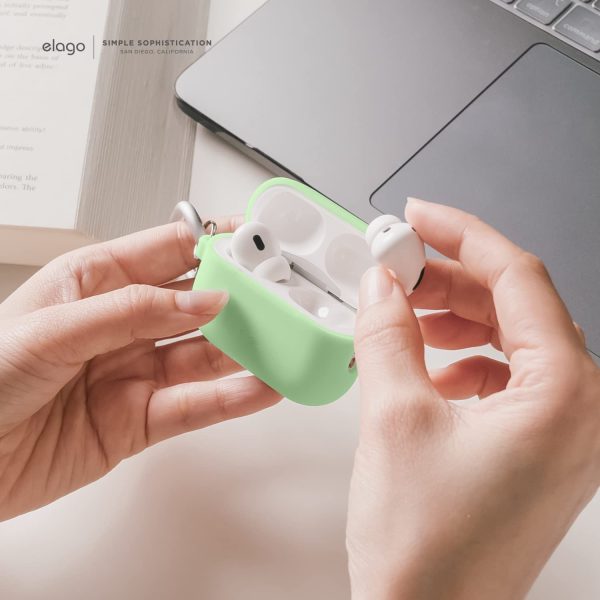 Airpods Pro 2022 elago Silicone Hang Case - Pastel Green - Image 4
