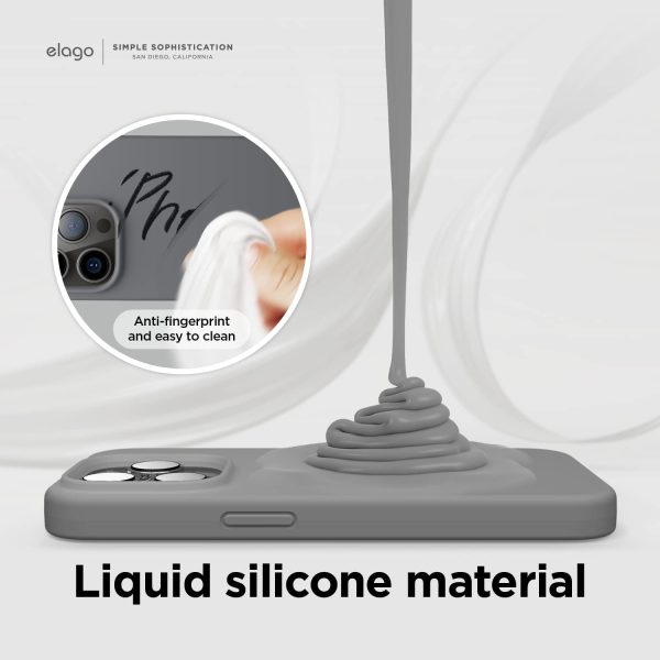 iPhone 14 Pro Max Liquid Silicon Case by elago Full Body Protective Cover, Shockproof, Slim Phone Case, Anti-Scratch Soft Microfiber Lining - Dark Grey - Image 4