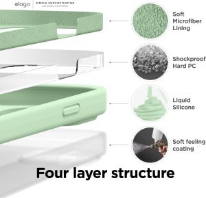 iPhone 14 Pro Max Liquid Silicon Case by elago Full Body Protective Cover, Shockproof, Slim Phone Case, Anti-Scratch Soft Microfiber Lining - Pastel Green - Image 2