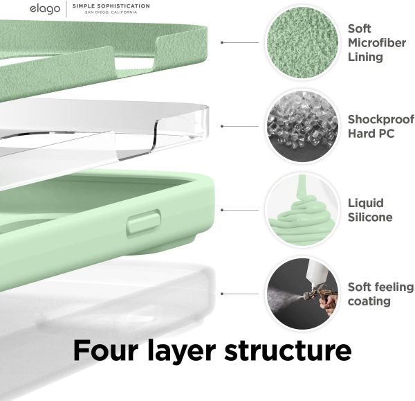61G3AMhAcDL._AC_SL1500_ iPhone 14 Pro Max Liquid Silicon Case by elago Full Body Protective Cover, Shockproof, Slim Phone Case, Anti-Scratch Soft Microfiber Lining - Pastel Green - Image 3