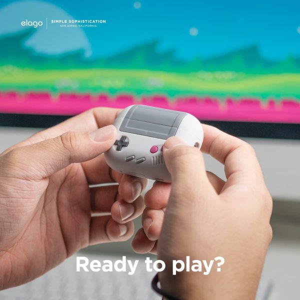 Airpods Pro 2022 elago AW5 Case Classic Handheld Game Console Design Case - Light Gray - Image 3
