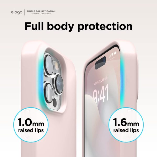 61ImvAPZyWL._AC_SL1500_ iPhone 14 Pro Liquid Silicon Case by elago Full Body Protective Cover, Shockproof, Slim Phone Case, Anti-Scratch Soft Microfiber Lining - Lovely Pink - Image 3