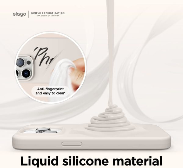 61MD+xybvpL._AC_SL1500_ iPhone 14 Pro Liquid Silicon Case by elago Full Body Protective Cover, Shockproof, Slim Phone Case, Anti-Scratch Soft Microfiber Lining - Stone - Image 3