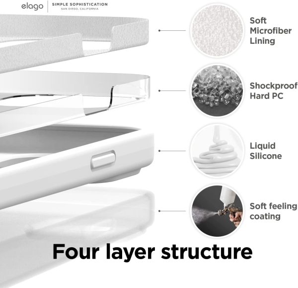 61N5WvDLJoL._AC_SL1500_ iPhone 14 Pro Liquid Silicon Case by elago Full Body Protective Cover, Shockproof, Slim Phone Case, Anti-Scratch Soft Microfiber Lining - White - Image 5