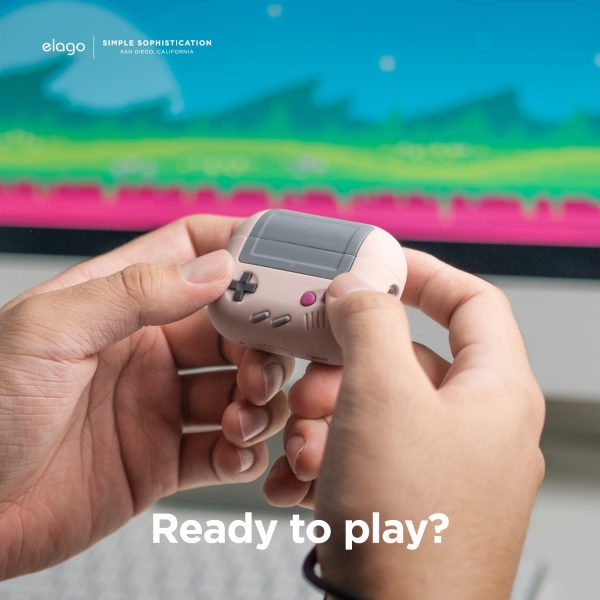 61PSUsODzuL._AC_SL1500_ Airpods Pro 2022 elago AW5 Case Classic Handheld Game Console Design Case - Sand Pink - Image 3