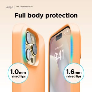 iPhone 14 Pro Max Liquid Silicon Case by elago Full Body Protective Cover, Shockproof, Slim Phone Case, Anti-Scratch Soft Microfiber Lining - Orange - Image 4