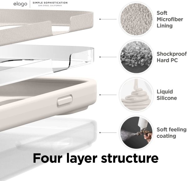 61Sf2FzI7YL._AC_SL1500_ iPhone 14 Pro Liquid Silicon Case by elago Full Body Protective Cover, Shockproof, Slim Phone Case, Anti-Scratch Soft Microfiber Lining - Stone - Image 5