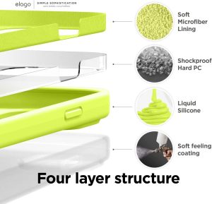 iPhone 14 Pro Liquid Silicon Case by elago Full Body Protective Cover, Shockproof, Slim Phone Case, Anti-Scratch Soft Microfiber Lining - Neon Yellow - Image 2