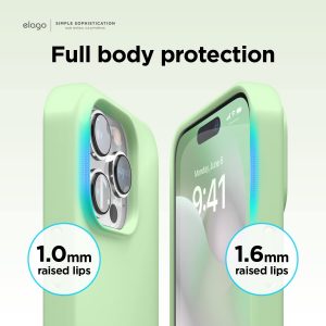 iPhone 14 Pro Max Liquid Silicon Case by elago Full Body Protective Cover, Shockproof, Slim Phone Case, Anti-Scratch Soft Microfiber Lining - Pastel Green - Image 4