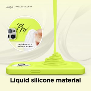 iPhone 14 Pro Liquid Silicon Case by elago Full Body Protective Cover, Shockproof, Slim Phone Case, Anti-Scratch Soft Microfiber Lining - Neon Yellow - Image 3