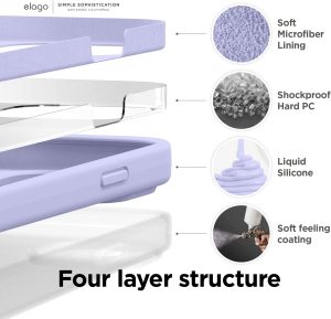 iPhone 14 Pro Liquid Silicon Case by elago Full Body Protective Cover, Shockproof, Slim Phone Case, Anti-Scratch Soft Microfiber Lining - Purple - Image 3