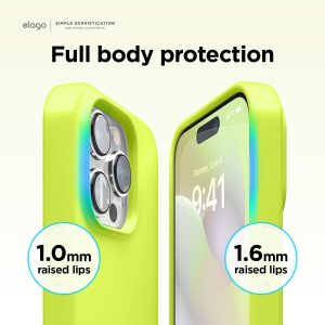 iPhone 14 Pro Liquid Silicon Case by elago Full Body Protective Cover, Shockproof, Slim Phone Case, Anti-Scratch Soft Microfiber Lining - Neon Yellow - Image 4