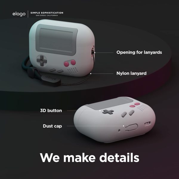 Airpods Pro 2022 elago AW5 Case Classic Handheld Game Console Design Case - Light Gray - Image 6