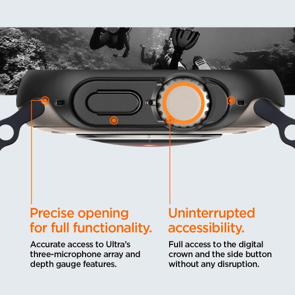 Apple Watch Ultra Thin Fit Case by Spigen for 49mm - Matte Black - ACS05458 - Image 5