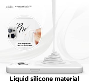 iPhone 14 Pro Max Liquid Silicon Case by elago Full Body Protective Cover, Shockproof, Slim Phone Case, Anti-Scratch Soft Microfiber Lining - White - Image 2