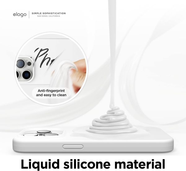 61eNMD4QS2L._AC_SL1500_ iPhone 14 Pro Liquid Silicon Case by elago Full Body Protective Cover, Shockproof, Slim Phone Case, Anti-Scratch Soft Microfiber Lining - White - Image 3