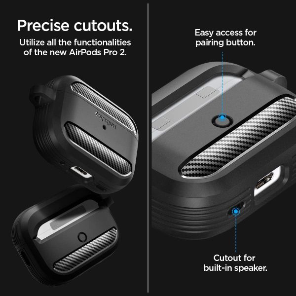 61elsqc7+1L._AC_SL1200_ Apple AirPods Pro (2022) Case Spigen Rugged Armor - Matte Black - ACS05482 - Image 2