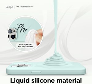 iPhone 14 Pro Max Liquid Silicon Case by elago Full Body Protective Cover, Shockproof, Slim Phone Case, Anti-Scratch Soft Microfiber Lining - Mint - Image 2