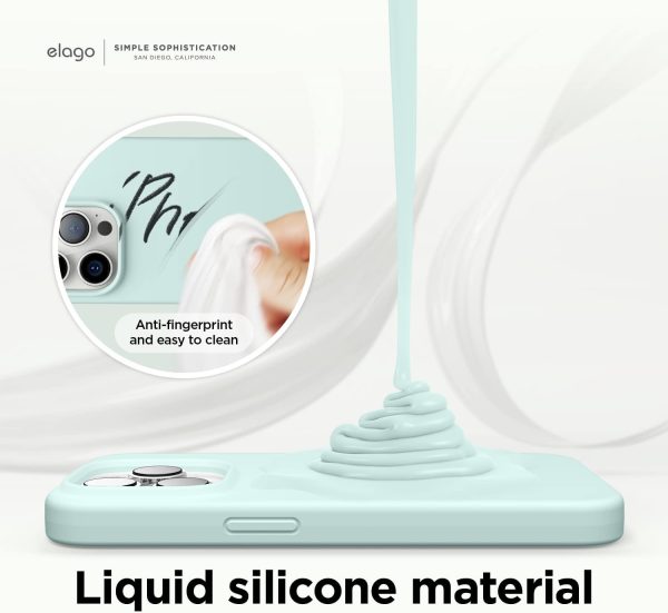 61+goiJiDLL._AC_SL1500_ iPhone 14 Pro Max Liquid Silicon Case by elago Full Body Protective Cover, Shockproof, Slim Phone Case, Anti-Scratch Soft Microfiber Lining - Mint - Image 3