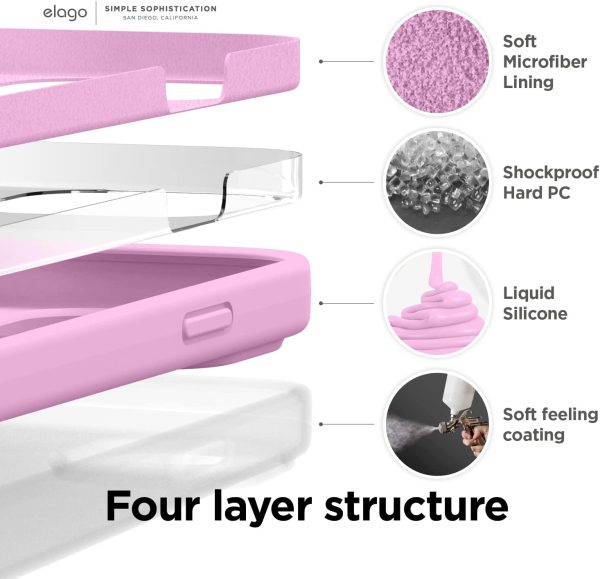 61h5aRLTnpL._AC_SL1500_ iPhone 14 Pro Liquid Silicon Case by elago Full Body Protective Cover, Shockproof, Slim Phone Case, Anti-Scratch Soft Microfiber Lining - Hot Pink - Image 3