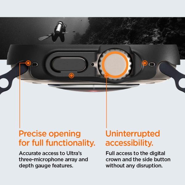 Apple Watch Ultra Thin Fit 360 Case with Tempered Glass by Spigen for 49mm - Black - ACS05558 - Image 3