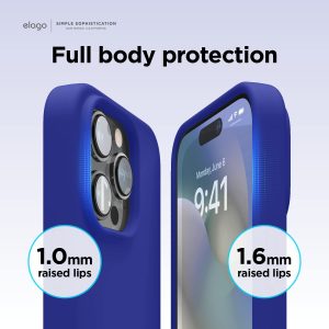 iPhone 14 Pro Max Liquid Silicon Case by elago Full Body Protective Cover, Shockproof, Slim Phone Case, Anti-Scratch Soft Microfiber Lining - Cobalt Blue - Image 6