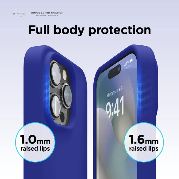 61jZCHLEhDL._AC_SL1500_ iPhone 14 Pro Liquid Silicon Case by elago Full Body Protective Cover, Shockproof, Slim Phone Case, Anti-Scratch Soft Microfiber Lining - Cobalt Blue - Image 3