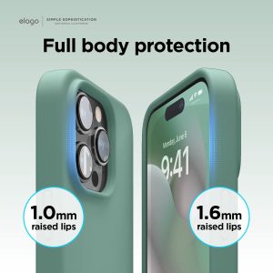 iPhone 14 Pro Liquid Silicon Case by elago Full Body Protective Cover, Shockproof, Slim Phone Case, Anti-Scratch Soft Microfiber Lining - Midnight Green - Image 7