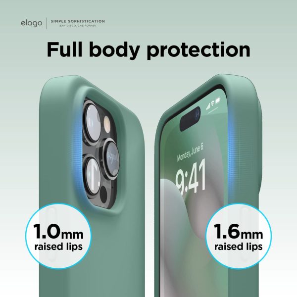 iPhone 14 Pro Max Liquid Silicon Case by elago Full Body Protective Cover, Shockproof, Slim Phone Case, Anti-Scratch Soft Microfiber Lining - Midnight Green - Image 3