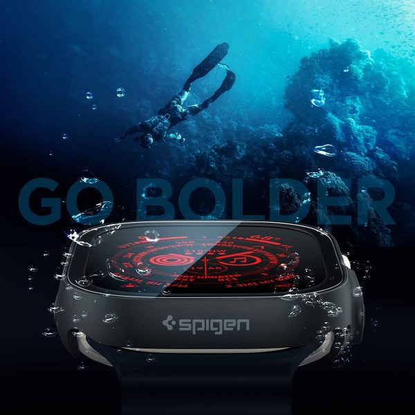 Apple Watch Ultra Thin Fit 360 Case with Tempered Glass by Spigen for 49mm - Black - ACS05558 - Image 4