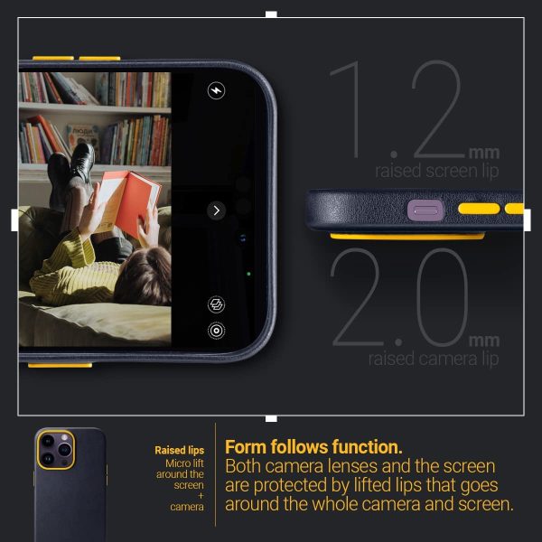 61rg4p0jVRL._AC_SL1200_ iPhone 14 Pro Max NanoPop Mag Leather Edition Dual tone Case by Caseology Magsafe Enabled - Blueberry Navy - ACS04871 - Image 2