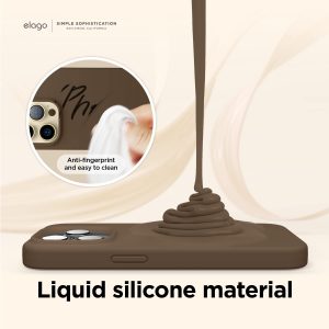 iPhone 14 Pro Max Liquid Silicon Case by elago Full Body Protective Cover, Shockproof, Slim Phone Case, Anti-Scratch Soft Microfiber Lining - Brown - Image 4