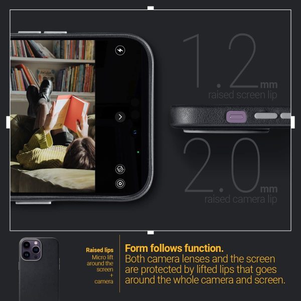 61tb10qYyFL._AC_SL1200_ iPhone 14 Pro Max NanoPop Mag Leather Edition Dual tone Case by Caseology Magsafe Enabled - Black Sesame - ACS04872 - Image 2
