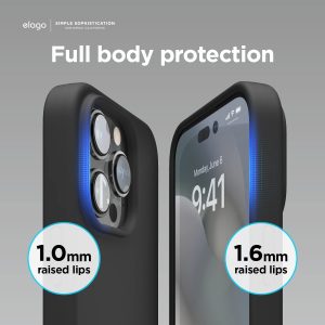 iPhone 14 Pro Max Liquid Silicon Case by elago Full Body Protective Cover, Shockproof, Slim Phone Case, Anti-Scratch Soft Microfiber Lining - Black - Image 4