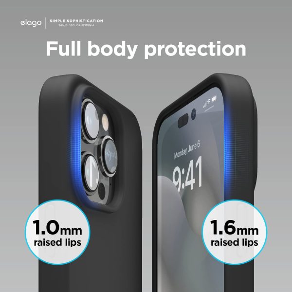 iPhone 14 Pro Max Liquid Silicon Case by elago Full Body Protective Cover, Shockproof, Slim Phone Case, Anti-Scratch Soft Microfiber Lining - Black - Image 4