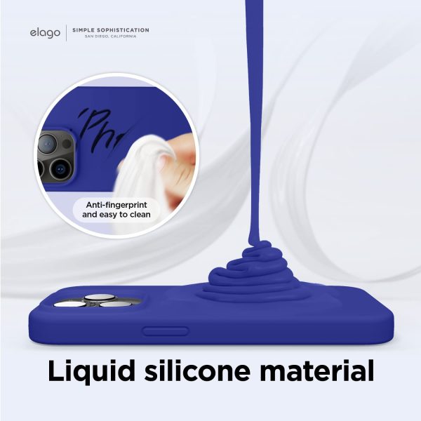 61xhJmy9wKL._AC_SL1500_ iPhone 14 Pro Liquid Silicon Case by elago Full Body Protective Cover, Shockproof, Slim Phone Case, Anti-Scratch Soft Microfiber Lining - Cobalt Blue - Image 4