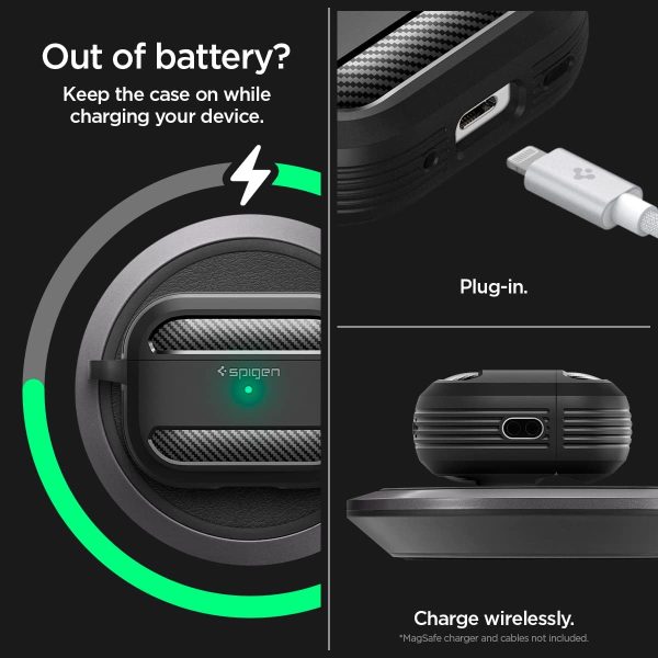 61xyD1uWjSL._AC_SL1200_ Apple AirPods Pro (2022) Case Spigen Rugged Armor - Matte Black - ACS05482 - Image 3