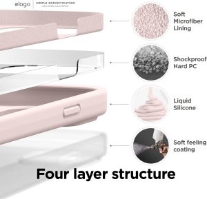iPhone 14 Pro Liquid Silicon Case by elago Full Body Protective Cover, Shockproof, Slim Phone Case, Anti-Scratch Soft Microfiber Lining - Lovely Pink - Image 4