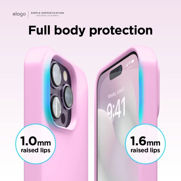 61zhxR3tCJL._AC_SL1500_ iPhone 14 Pro Liquid Silicon Case by elago Full Body Protective Cover, Shockproof, Slim Phone Case, Anti-Scratch Soft Microfiber Lining - Hot Pink - Image 4