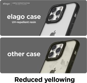 iPhone 14 Pro Dual Clear Case by elago PC + TPU Hybrid Technology, Reduced Yellowing, Crystal Clear, Shockproof Bumper Cover, Full Body Protection - Black - Image 2