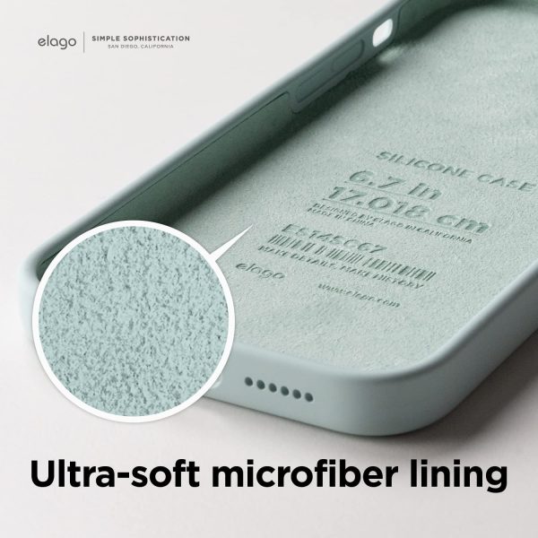 717jjsj6J2L._AC_SL1500_ iPhone 14 Pro Max Liquid Silicon Case by elago Full Body Protective Cover, Shockproof, Slim Phone Case, Anti-Scratch Soft Microfiber Lining - Mint - Image 6