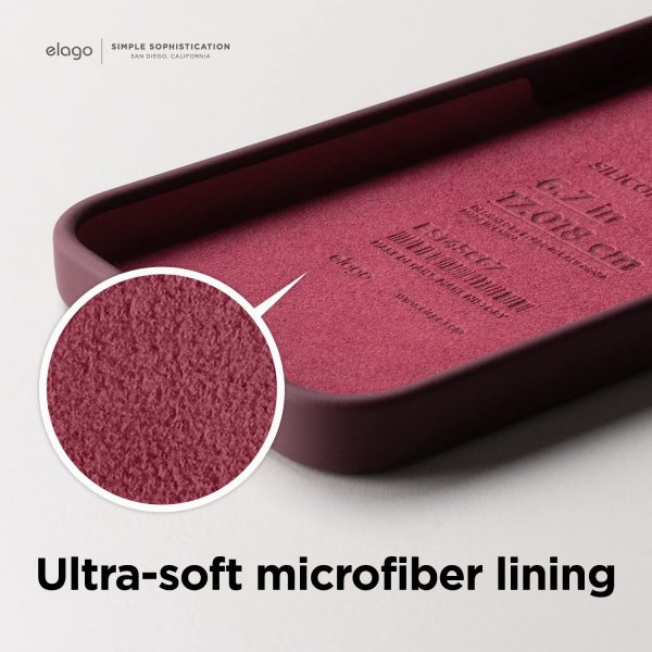 iPhone 14 Pro Liquid Silicon Case by elago Full Body Protective Cover, Shockproof, Slim Phone Case, Anti-Scratch Soft Microfiber Lining - Burgundy - Image 6