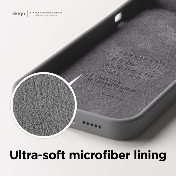 iPhone 14 Pro Max Liquid Silicon Case by elago Full Body Protective Cover, Shockproof, Slim Phone Case, Anti-Scratch Soft Microfiber Lining - Dark Grey - Image 6