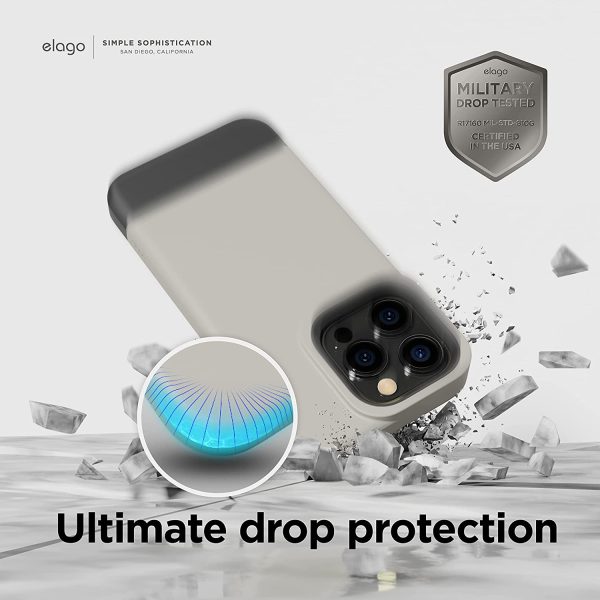 iPhone 14 Pro Glide Armor Case by elago Glide Armor Case Drop Protection, Shockproof Protective TPU Cover, Upgraded Shockproof, Mix and Match Parts, Enhanced Camera Guard - Stone / Dark Grey - Image 3