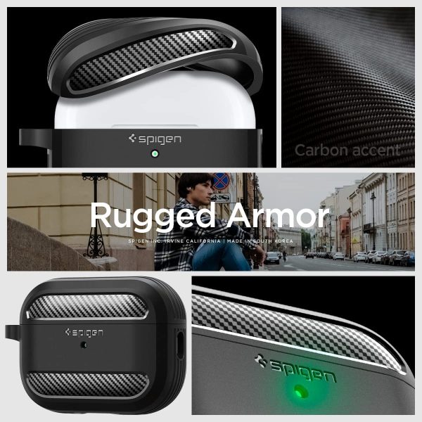 71E-iTdH4SL._AC_SL1200_ Apple AirPods Pro (2022) Case Spigen Rugged Armor - Matte Black - ACS05482 - Image 4