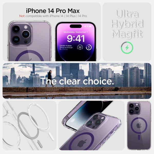 Apple iPhone 14 Pro Max Ultra Hybrid MagFit MagSafe Enabled Case by Spigen - ACS05581 - Deep Purple - Image 6